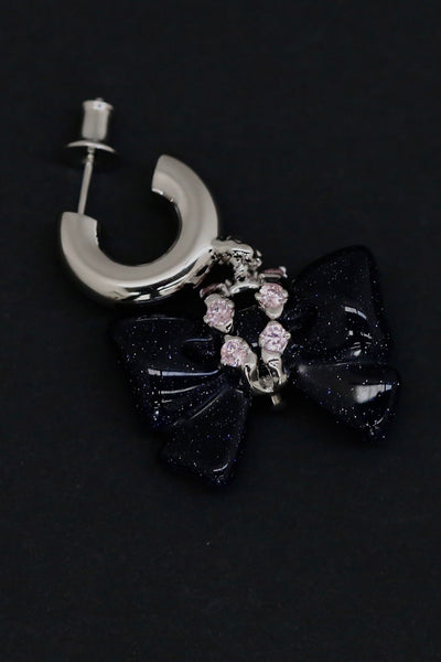 YVMINxSST Natural Stone Bow Earrings 21353 Black